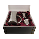 Stainless Steel Waisted Water Jug and Tumbler Set with White and Gold Wood Box
