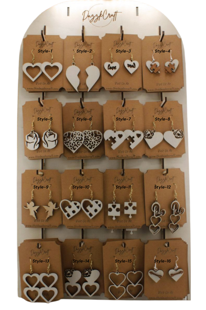 Laser Cut Love Inspired Wood Earrings Set of 2