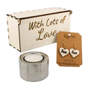 Sentimental Love Gift Set: Wooden Earrings & Candle Holder in Wood Box