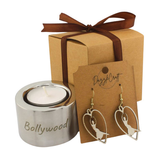 [DCWP_013] Sentimental Love Gift Set: Wooden Earrings & Candle Holder