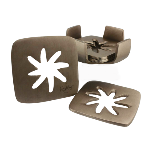 [DCTT_031] Aluminum Star Design Coaster Set of 4 with Holder