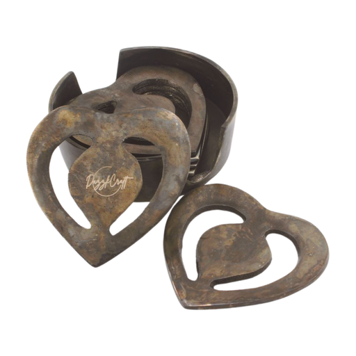 [DCTT_032] Aluminum Heart Shape Coaster Set of 4 with Holder