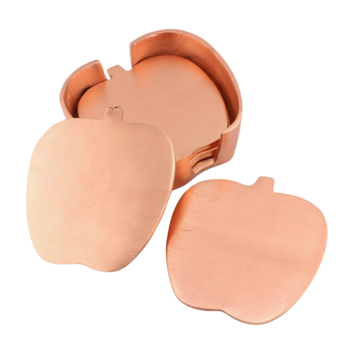[DCTT_033] Aluminum Apple Shape Coaster Set of 4 with Holder