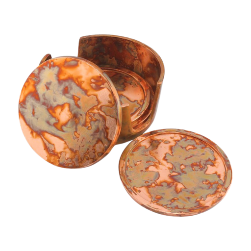 [DCTT_034] Aluminum Round Coaster Set of 4 with Holder