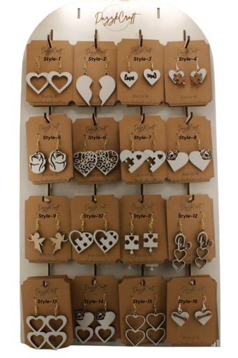 [DCWP_004] Laser Cut Love Inspired Wood Earrings Set of 2