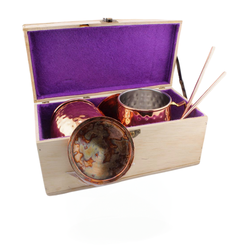 [DCWP_009] Copper Mule Mug Set of 2 and Copper mini Mule Mugs Set of 4 with Matching Coasters and Straws in a Keepsake Box