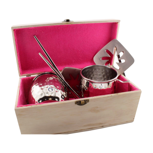 [DCWP_010] Stainless Steel Mule Mug Set of 2 and Candle T-light Holder Set of 2 with Matching Coasters and Straws in a Keepsake Box